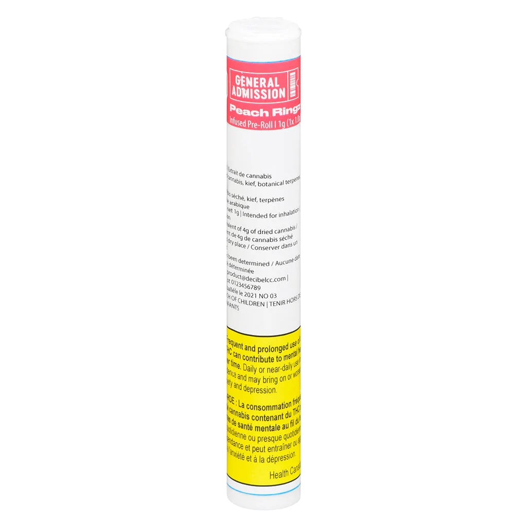 General Admission Peach Ringz 3 x 0.5g Distillate Infused Pre-Rolls