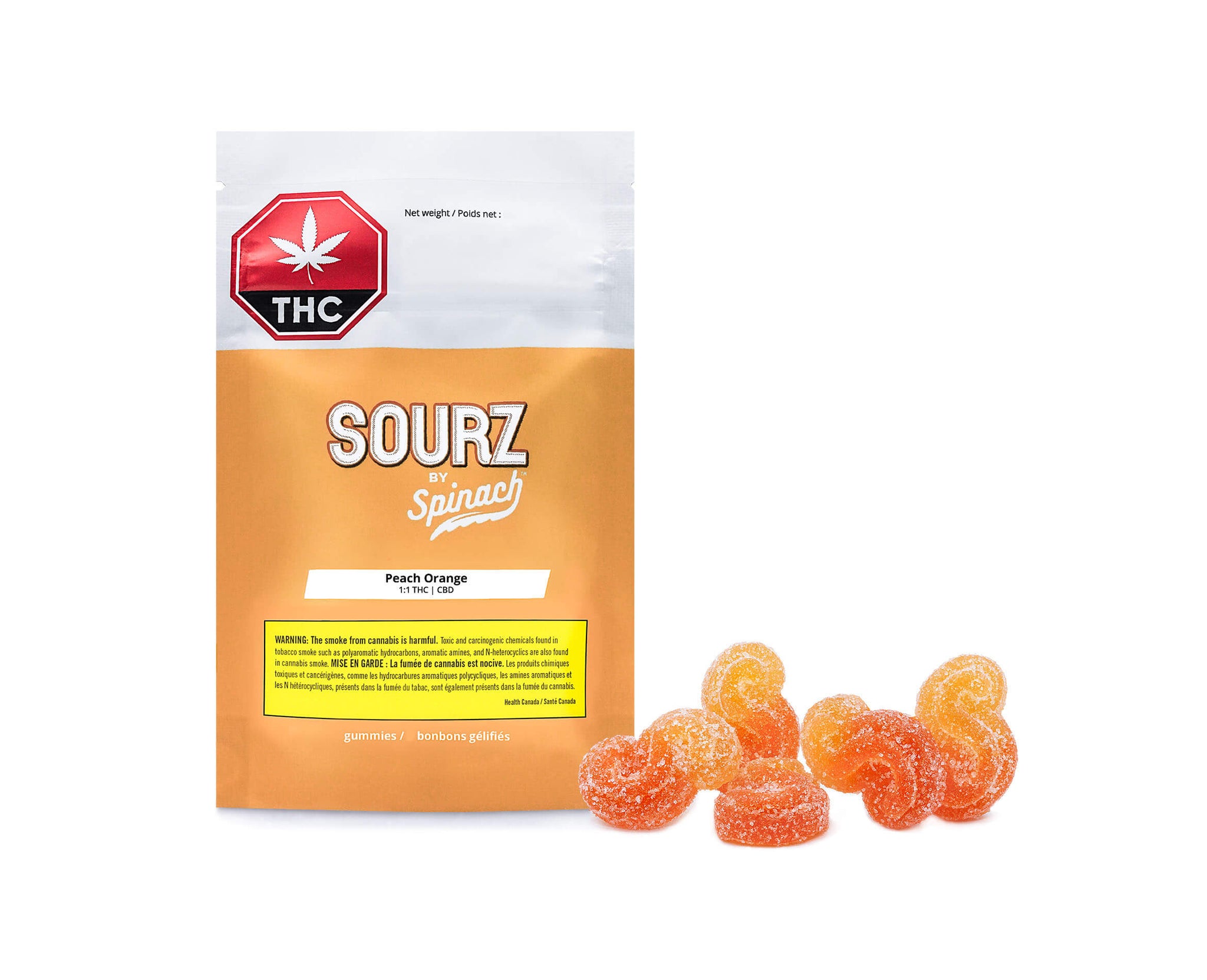 Spinach Sourz by Spinach Peach Orange 1:1 Soft Chews 5 x 5 g