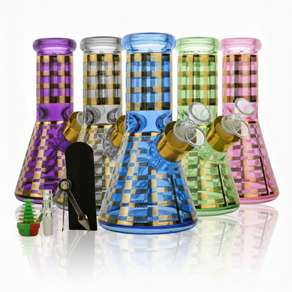 Arsenal Glass Checkered Pattern 6-in-1 Glass Bong Kit 8