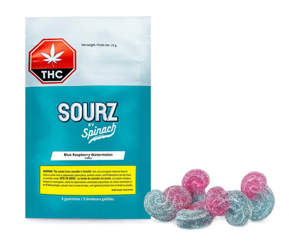 Spinach Sourz Fully Blasted Blue Raspberry Watermelon 1 x 5g Soft Chew