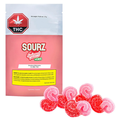 Spinach Sourz Strawberry Watermelon 4:1 CBG:THC 5pk Soft Chews