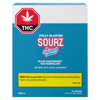 Spinach Sourz 10 MP Fully Blasted Blue Raspberry Watermelon Soft Chews
