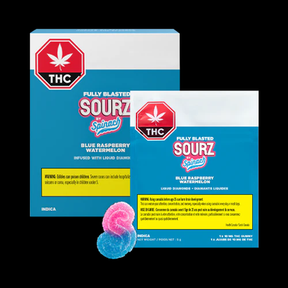 Spinach Sourz 5 Fully Blasted Blue Raspberry Watermelon  1 x 10mg Soft Chews