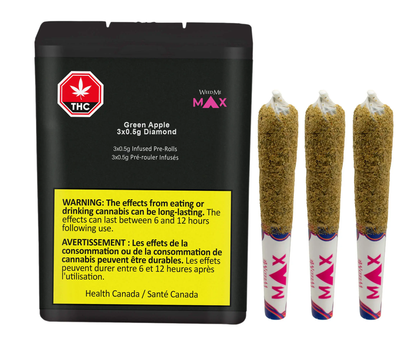 Weed Me Max Green Apple 3 x 0.5g Diamond Infused Pre-Rolls