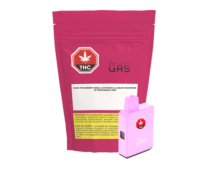 Gas Strawberry Boba Live Resin & Liquid Diamonds 1g Disposable Vape