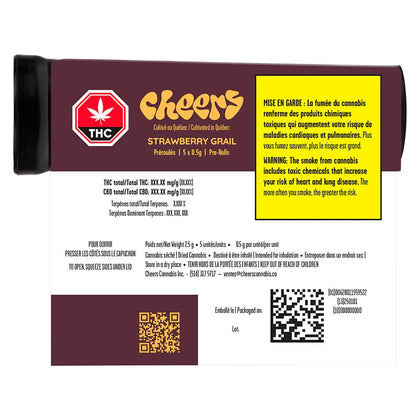 Cheers Cannabis Strawberry Grail 5 x 0.5g Pre-Rolls