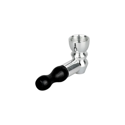 Mini Metal Hand Pipe w/ Wooden Mouthpiece - 2