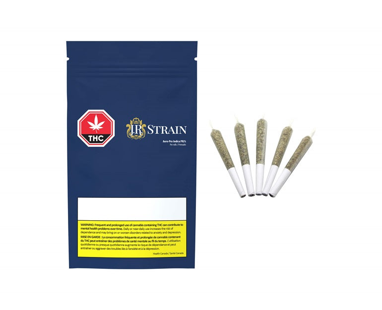 Rated R Strain J.R Strain Aero-Pro Indica 5 x 0.5g Pre-Rolls – Borealis Buds