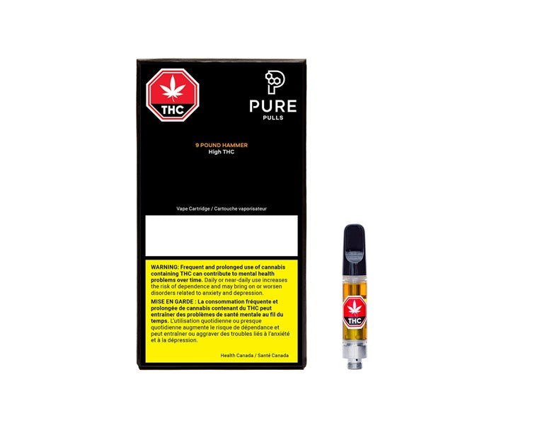 Pure Pulls High THC Nine Pound Hammer 1.0g Prefilled Vape Cartridge